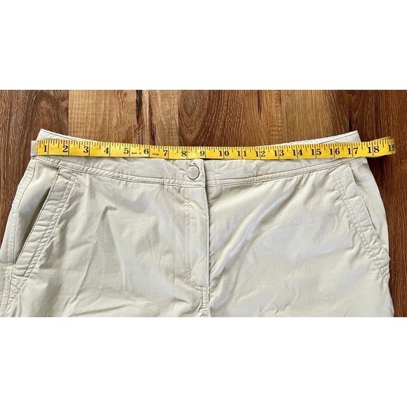 LL‎ Bean  Size 14 Adjustable Waist Khaki Wide Leg Ankle Pants With Pockets EUC - Picture 3 of 12